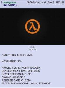 Анонс Half-Life 3 намечен на 18 ноября