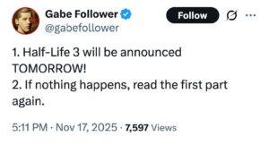 Инсайдер Gabe Follower предсказывает анонс Half-Life 3
